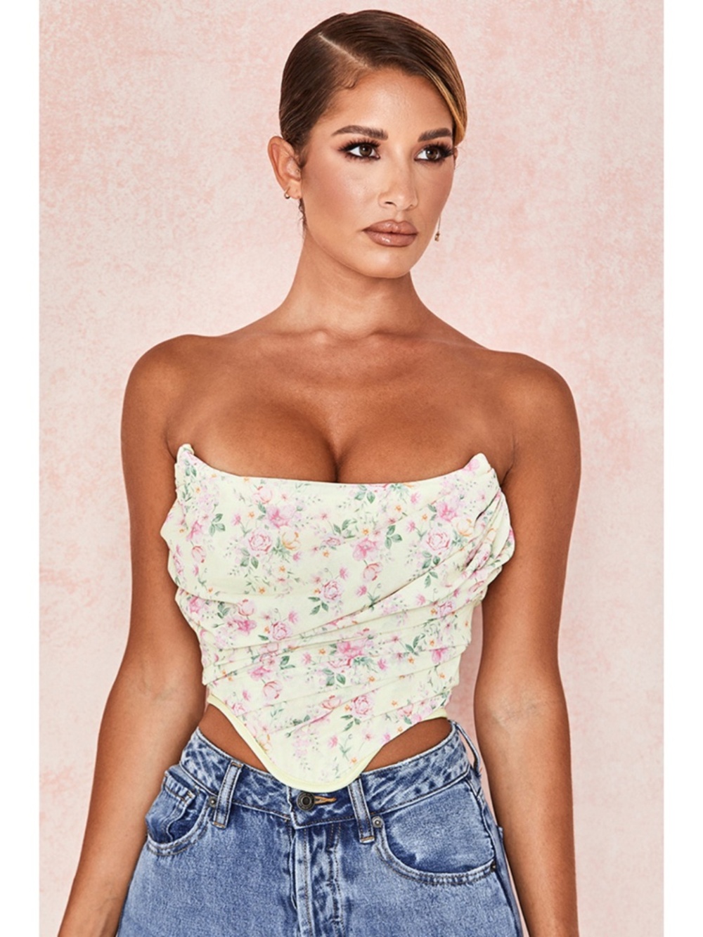 NEW House of CB Vivienne Corset Lemon Floral XS